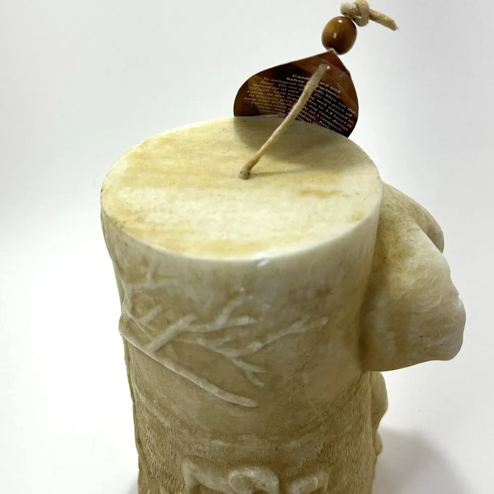 Animal Spirits Hand Carved Elephant Pillar Candle • New w/ Tag • Retro Y2K Decor